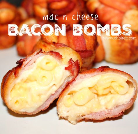 ~Mac n Cheese Bacon Bombs! Smoked Bacon Mac And Cheese Recipe, Smoked Bacon Mac And Cheese, Bacon Mac And Cheese Bites, Mini Bacon Ranch Cheese Ball Bites, Bacon Mac N Cheese Burger Wrap, Mac N Cheese Bacon, Mac And Cheese Pizza, Mac And Cheese Recipe Soul Food, Easy Mac N Cheese