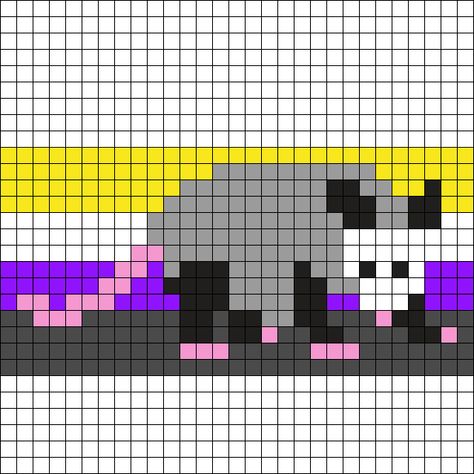 Nonbinary Pride Possum Perler Perler Bead Pattern | Bead Sprites | Animals Fuse Bead Patterns Acnh Perler Bead Patterns, Pride Perler Beads, Rave Light, Kandi Mask, Kandi Necklace, Fuse Bead Patterns, Kandi Cuff, Pattern Maker, Kandi Patterns