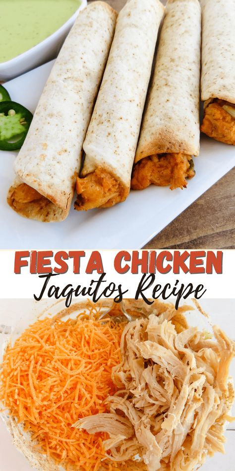 Taquitos Chicken And Cheese, Chicken And Cheese Taquitos, Chicken Taquitos Recipe, Cheese Taquitos, Homemade Taquitos, Taquitos Recipe, Fiesta Chicken, Chicken Taquitos, Science Club