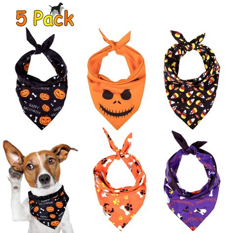 Halloween Dog Bandana, Dogs Stuff, Scarf Bib, Pet Ideas, Pumpkin Ghost, Pet Scarf, Halloween Dog, Dog Bandanas, Triangle Scarf