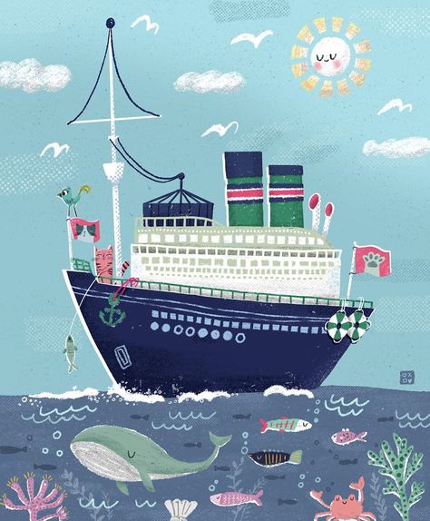 Min Lee on Instagram: “Mats class B - scraping : mini assignment - cruise. I’ve been procrastinating on this class and I’m back on it. Not final yet. Can’t wait…” Cruise Illustration, Boat Illustration, Cruise Boat, Year Book, Class B, Boat Tours, Yearbook, Cruises, Chloe