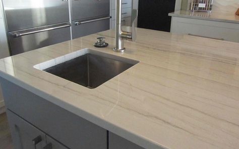 5 things you need to know about quartzite | Pacific Shore Stones White Macaubas Quartzite Kitchen, White Macaubas Quartzite Countertops, White Macaubas Quartzite, Breakfast Nook Furniture, Types Of Kitchen Countertops, Quartzite Kitchen Countertops, Nook Furniture, White Quartzite Countertops, Grey Kitchen Colors