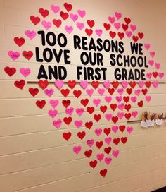 100th day of school on Pinterest | 71 Pins 100 Días De Clases, 100th Day Of School Crafts, Catholic Schools Week, Valentines Day Bulletin Board, 100 Day Of School Project, February Ideas, Teaching Holidays, 100 Day Celebration, School Week