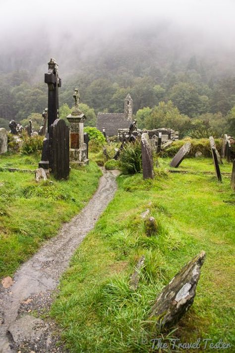 Medieval Graveyard, Glendalough Ireland, Creepy Beautiful, Old Cemetery, Wicklow Ireland, Kirkenes, County Wicklow, Irish Countryside, Early Medieval