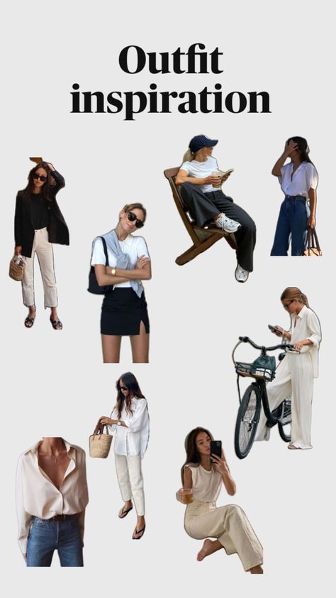 Collage of summer outfits from Pinterest. The style is simple and minimal. Outfit Content Ideas, Pinterest Outfit Ideas, Summer Outfit Inspiration, Pinterest Outfits, Minimal Style, Minimal Fashion, Summer Outfit, My Favourite, This Summer