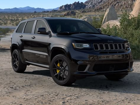 Black Car Jeep, All Black Jeep, Black Jeep Trackhawk, Black Jeep Grand Cherokee, Grand Cherokee Lifted, Black Jeep, First Cars, Jeep Grand Cherokee Limited, Black Men Haircuts