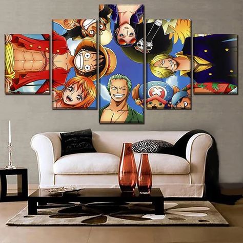 One Piece Wall Art, Cross Stitch Anime, Stitch Anime, Straw Hat Pirates, Decorative Canvas, Modern Wall Art Prints, Breaking In, Hd Print, Bedroom Modern