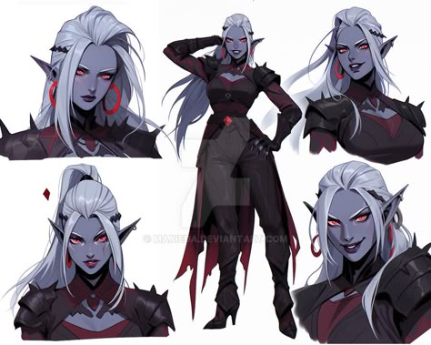 Dark Elf Clothes, Female Drow Character Design, Drow Hexblade, Female Drow Dnd, Dnd Drow Female, Drow Woman, Drow Female, Dark Elves, Anime Elf