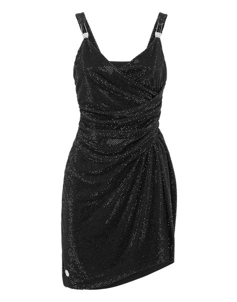 Black Dress Polyvore, Dress With Crystals, Dress Png, Concert Dresses, Night Hairstyles, Black Attire, Versace Dress, Black Mini Dress, Philipp Plein