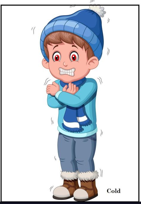 Cold Clipart, Fun Classroom Games, I Am Cold, Adjective Worksheet, Hat Cartoon, English Learning Books, Hanuman Photos, Human Drawing, Classroom Games