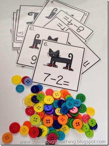 Kinder Math Centers, Subtraction Activity, Math Tubs, Subtraction Games, Math Subtraction, Subtraction Activities, Math Centers Kindergarten, Baby Activity, Pete The Cat