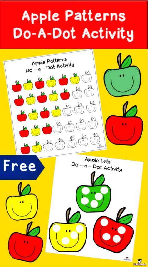 Apple Pattern Do-a-Dot Activity Apple Patterns Preschool, Apple Pattern Printable, Montessori Works, Farm Week, Math Worksheets For Kids, Preschool Spanish, September Activities, Ab Patterns, Apple Preschool