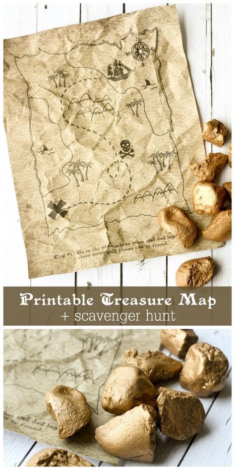 Give your kids a treasure map for a fun scavenger hunt activity. Love this free printable and the "gold" rocks! Treasure Hunt For Kids, Scavenger Hunt Clues, Fun Summer Activities, Pirate Birthday Party, Treasure Map, Pirate Treasure, Pirate Birthday, Kids Activity, Treasure Maps