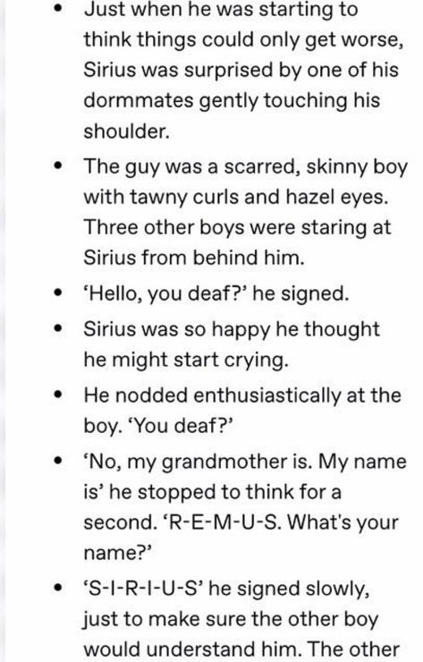 Deaf Sirius 6/7 Deaf Harry Potter Au, Deaf Harry Potter, Marauders Stories, Wolfstar Headcanons, Wolfstar Stories, Hp Marauders, Wolf Star, Black Brothers, Mischief Makers