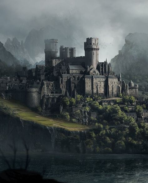 Fantasy Castle Art, City Fantasy Art, Art Of The Day, Old Castle, Art Showcase, Castle Art, 다크 판타지, Gambar Figur, Fantasy City