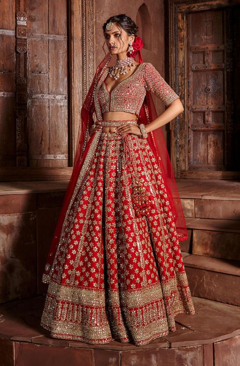 Red lehenga simple