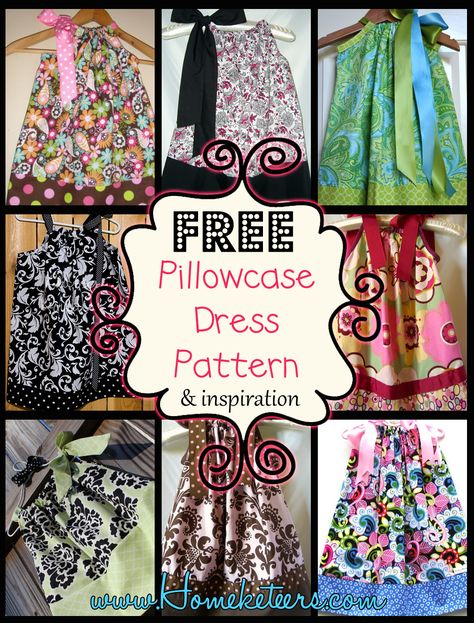 Dress Pattern Free, Pillowcase Dress Pattern, Pillow Case Dress, Pola Rok, Pillowcase Dresses, Diy Sy, Sew Ins, Pattern Inspiration, Dress Tutorials