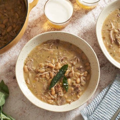 Pork Stew with White Beans, Wine and Sage - Fine Foods Blog Pork Stew Meat, Pork Stew Recipes, White Bean Stew, Pork Stew, Winter Comfort Food, Great Northern Beans, Bean Stew, Easy Pork, Blue Zones