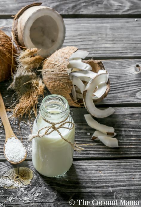 Homemade Coconut Milk (and how to make coconut flour from the pulp) Diy Coconut Milk, Vegetarian Chickpea Curry, Homemade Coconut Milk, Pulp Recipe, Cleaner Living, Cows Milk, Best Coconut Oil, Aip Paleo Recipes, Diy Coconut