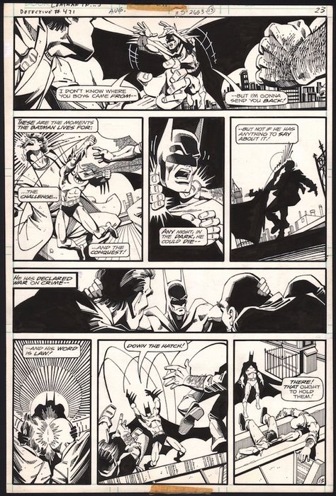 Marshall Rogers & Terry Austin prime period Detective Comics 471 page! Batman v. the Monster Men! Batman Dark Detective, Dark Detective, Monster Men, Comic Book Background, Comic Book Layout, Batman Dark, Comic Layout, Marvel Drawings, Comic Style Art