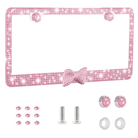 PRICES MAY VARY. 【PACKAGE INCLUDES】A sparkling rhinestone license plate frame, mounting screws, and other rhinestones you are free to mix and match! 【PREMIUM STAINLESS STELL AND ACRYLIC】Crafted from high-strength stainless steel and acrylic, it can be used for a long time and is strong enough that it won't break easily. 【AESTHETIC FUNCTIONS】In addition to safety performance we also focus on the appearance of the design, acrylic made of diamonds sparkling, but also added a small bow, one more poi Gifts Pink, Girly Car Accessories, Diamond Girl, Girly Car, Car Accessories For Women, Plate Holder, License Plate Covers, Small Bows, License Plate Frame