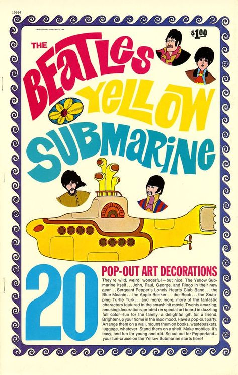 Yellow Submarine Poster, Submarine Poster, Yellow Submarine Art, Foto Muro Collage, Sgt Peppers Lonely Hearts Club Band, Beatles Vintage, Beatles Rare, The Beatles Yellow Submarine, Beatles Poster