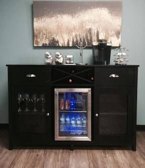 Bar Cabinet With Wine Fridge for 2020 - Ideas on Foter Bar Credenza, Wine Fridge Cabinet, Credenza Ideas, Wine Cabinet Design, Wine Credenza, Sideboard With Wine Rack, Custom Sideboard, Wine Rack Design, Small Refrigerator