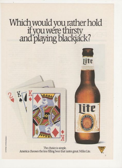 1989 Miller Lite Pilsner Beer Black Jack by fromjanet on Etsy, $7.00 Miller Lite Poster, Alcohol Ads, Vintage Alcohol, Vintage Racing Poster, Western Posters, Lite Beer, Pilsner Beer, Beer Advertising, Beer Prints