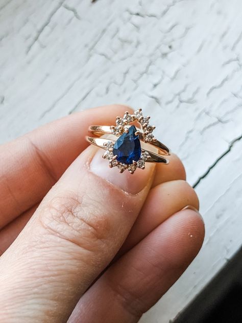 Australian Pear cut Sapphire Engagement Ring with Half halo Sapphire Engagement Ring Teardrop, Pear Cut Sapphire Engagement Ring, Sapphire Teardrop Ring, Formal Pear-shaped Sapphire Ring, Silver Pear-shaped Sapphire Wedding Ring, Sapphire Pear-shaped Rings With Halo Setting, Pear-shaped Sapphire Ring With Halo Setting, Wedding Ootd, Pear Halo