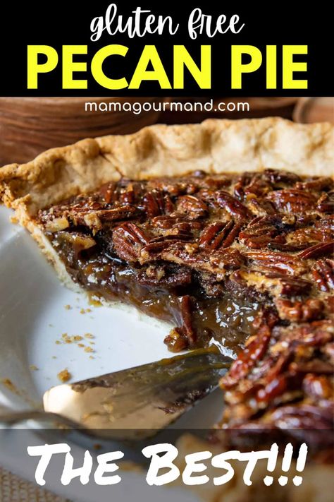 The best gluten-free pecan pie recipe has a buttery, flaky crust filled with an easy, secret-ingredient pecan pie filling to make this recipe undeniably perfect! Gluten Free Pecan Pie Recipe, Hillbilly Recipes, Mamagourmand Recipes, Gluten Free Pecan Pie, Gluten Free Pecan, Homemade Pecan Pie, Favorite Pie Recipes, Pecan Pie Filling, Pies Recipes