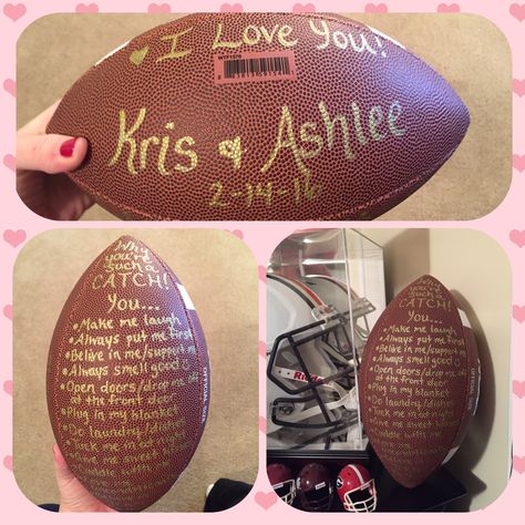 Football Anniversary Ideas, Football Themed Gifts For Boyfriend, Cute Football Gifts For Boyfriend, Gift Ideas For Football Boyfriend, Gifts For Sporty Boyfriend, Senior Night Gift Ideas Football Boyfriend, Fall Camp Basket Football Boyfriend, Diy Football Gifts For Men, Football Bf Gifts