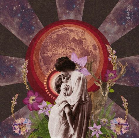 Mystic Mamma, I Am The Moon, Cosmic Collage, Heart In Nature, You Are The Sun, Esoteric Art, Magical Art, Bee Art, Illusion Art