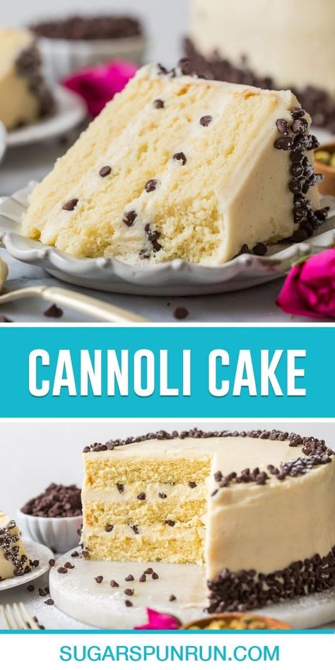 Cannoli Cake Canolli Cake Recipe, Canola Cake Recipe, Ricotta Cannoli Squares, Cannoli Poke Cake Recipe, Italian Cakes Recipes, Easy Cannoli Cake, Cannoli Cake Recipe Easy, Italian Cakes Traditional, Cannoli Cheesecake Recipe