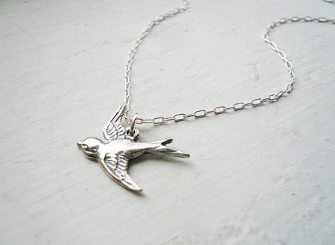 Tiny Silver Sparrow Necklace in Sterling Silver - Silver Bird Necklace, Little Sparrow Necklace, Solid Sterling Silver Bird Necklace  So simple and Lj Andrews, Sparrow Necklace, Swallow Necklace, Silver Bird Necklace, Kiera Cass, Silver Bird, Bird Charm, Bird Necklace, Precious Jewels