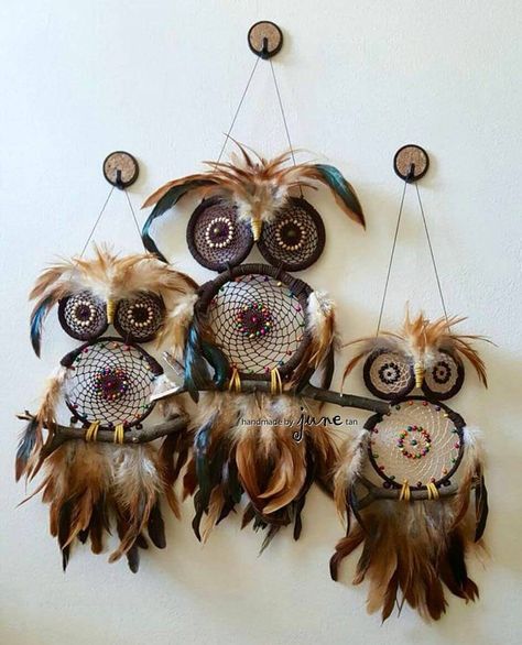 Owl Dream Catcher Diy, Animal Dream Catcher, Owl Dream Catcher, Atrapasueños Diy, Diy Dream Catcher Tutorial, Dream Catcher Patterns, Dream Catcher Tutorial, Dreamcatcher Design, Beautiful Dream Catchers