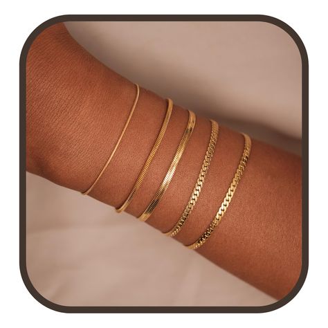 Womens Gold Bracelets, Gold Ankle Bracelets, Snake Skin Bracelet, Snake Chain Gold, Flat Snake Chain, Herringbone Bracelet, Chain Bracelet For Women, Pvd Coating, Wrist Jewelry