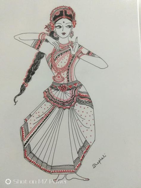 Style Fanart, Kuchipudi Dance, Dancer Drawing, Pencil Sketches Easy, Indian Dolls, Pencil Sketches, Folk Dance, Art Tattoos, Sketches Easy