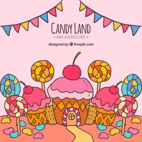 Candy World Drawing, Candy Drawings, Candy Land Background, Land Background, Desert Drawing, Candy Kingdom, Candy Drawing, Candy Land Birthday Party, Background Food