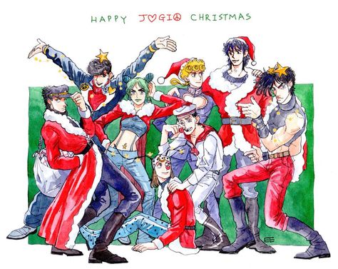 Happy Christmas! Adventure Anime, Bizarre Art, Jojo Parts, Jojo's Bizarre Adventure Anime, Jotaro Kujo, Jojo Anime, Jojo Memes, Christmas Icons, Art Drawings Sketches Creative