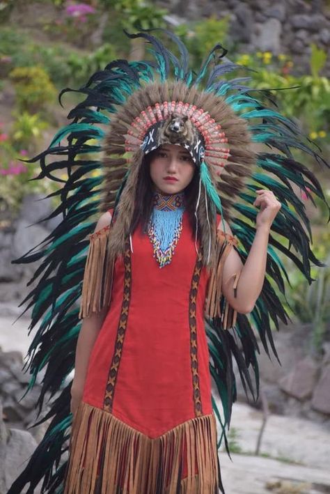 Indian Headpiece, Wolf Headdress, Rainbow Feather, Festival Headpiece, Native American Headdress, Boho Headpiece, Rainbow Hats, Festival Costume, Feather Headpiece