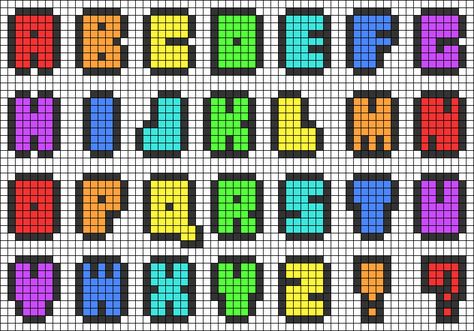 Alpha pattern #39082 | BraceletBook Word Pixel Art, Kopiah Kait, Alphabet Blanket, Cross Stitch Alphabet Patterns, Graph Paper Drawings, Pixel Art Templates, Pony Bead Patterns, Font Alphabet, Perler Bead Templates