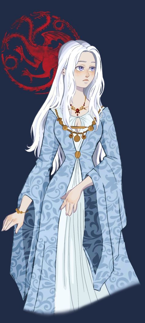 Daella Targaryen, Viserys I Targaryen, Aemma Arryn, Long White Hair, A Dance With Dragons, Targaryen Art, Asoiaf Art, Rhaenyra Targaryen, Princess Drawings