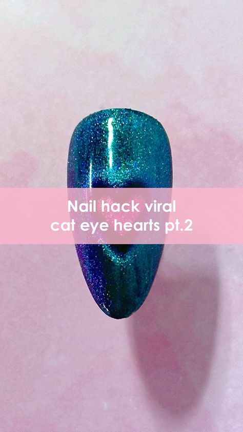 NAIL HACK: Everything you MUST know about the viral cat eye hearts. Here are more tips when trying this hack: 1. Cat-eye gels with finer… | Instagram Magnetic Nails French, Magnetic Heart Nails, Heart Cat Eye Nails, Monochromatic Nails, Negative Space Nail Art, Chic Nail Designs, Cat Eye Nails Polish, 3d Nail Designs, Magnetic Nail Polish