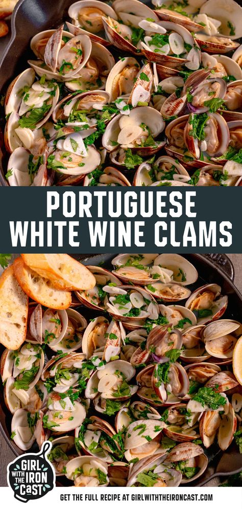 Amêijoas á bulhão pato is a traditional Portuguese recipe consisting of clams, garlic, fresh cilantro, vinho verde, and lemon juice. This garlic coriander clam recipe has minimal ingredients and is quick and easy to make. Make this classic Portuguese clam recipe as an appetizer or main dish today! Portuguese Appetizers, Clam Recipe, Portuguese Recipe, Clams Recipe, Clam Recipes, Portuguese Recipes, Seafood Dishes, Fresh Cilantro, Main Dish