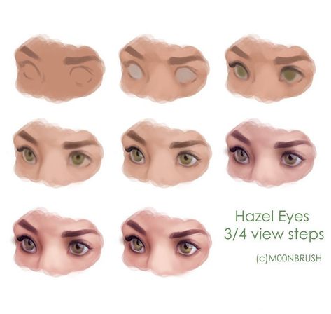 By Moonbrush Hazel Eyes Drawing, Realistic Eye Drawing, Eye Expressions, Portrait Tutorial, Draw Eyes, Realistic Eye, Photoshop Painting, Lips Drawing, Draw Picture