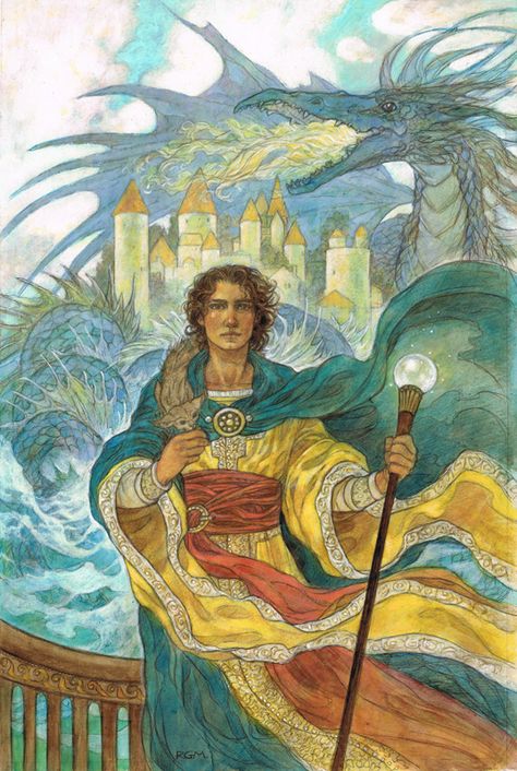 "Wizard of Earthsea" original illustration by Rebecca Guay | rmichelson.com.- sold A Wizard Of Earthsea Art, The Wizard Of Earthsea Ged, Sparrowhawk Earthsea, Earthsea Tattoo, Earthsea Aesthetic, Earthsea Ged, Rebecca Leveille, Earthsea Art, Rebecca Guay