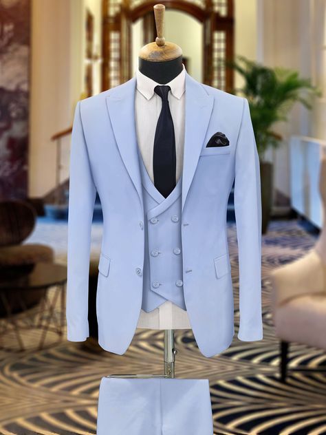 Pastel Blue Suits For Men, Sky Blue Groom Suit, Sky Blue Tuxedo For Men, Pastel Suits Men, Pastel Blue Tuxedo, Powder Blue Suit Men, Light Blue Tuxedo Wedding, Light Blue Suit Men, Light Blue Wedding Suit