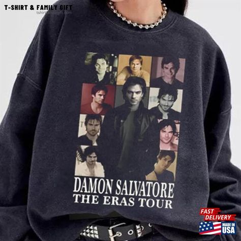 Damon Salvatore The Eras Tour Sweatshirt Vampire Diaries T-Shirt Hoodie Classic Check more at https://tshirtfamilygift.com/product/damon-salvatore-the-eras-tour-sweatshirt-vampire-diaries-t-shirt-hoodie-classic/ Eras Tour Sweatshirt, Vampire Diaries Outfits, Damon Salvatore, Eras Tour, Vampire Diaries, Shopping List, Hoodie Shirt, Sweatshirts, Music