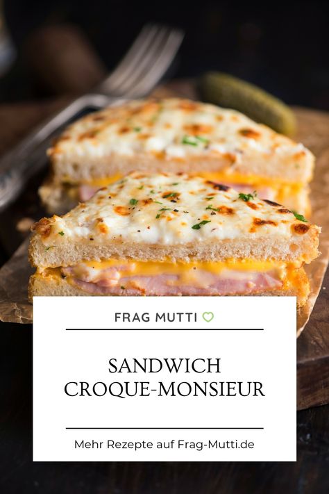 Croque Monsieur, die französische Variante des Sandwichs, gibt es in den unterschiedlichsten Varianten. Hier ein schönes Rezept dazu. Mini Pizza, Sandwiches, Snacks