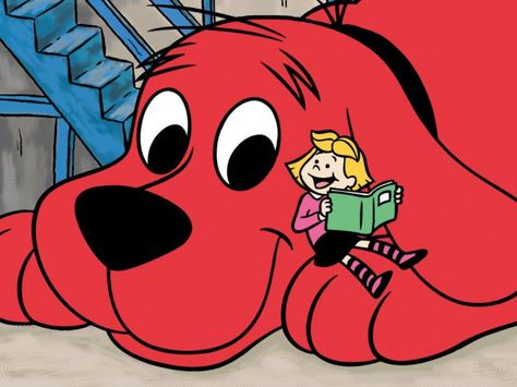 "Clifford the Big Red Dog" Clifford, the giant Labrador Retriever/Vizsla hybrid has been getting into trouble with his owner, Emily Elizabeth, since 1963. Clifford Puppy Days, Pbs Kids Shows, John Ritter, Clifford The Big Red Dog, Emily Elizabeth, Jack Whitehall, Dog Movies, Puppy Day, Famous Dogs